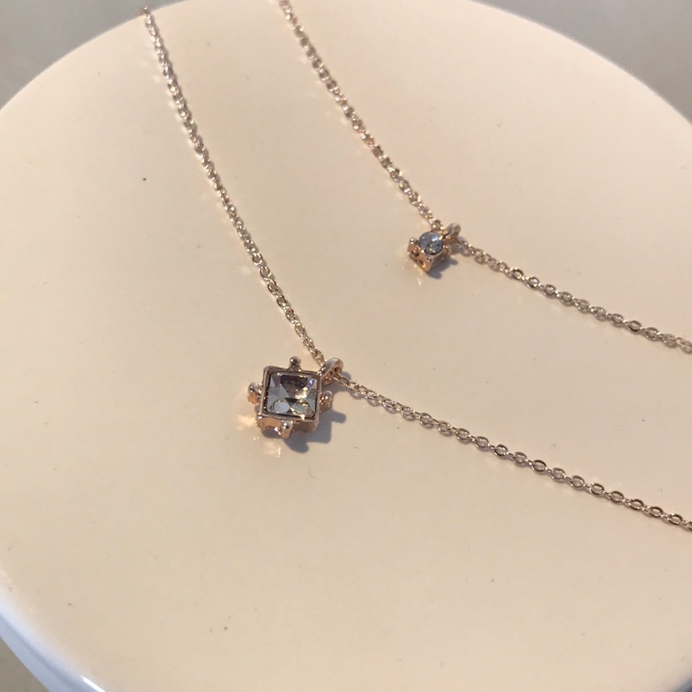 Rose Gold Double Chain Charm Necklace